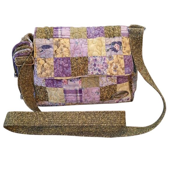Donna Sharp Quilted Patchwork Cottagecore Purple Crossbody Shoulder Purse READ - Picture 1 of 14